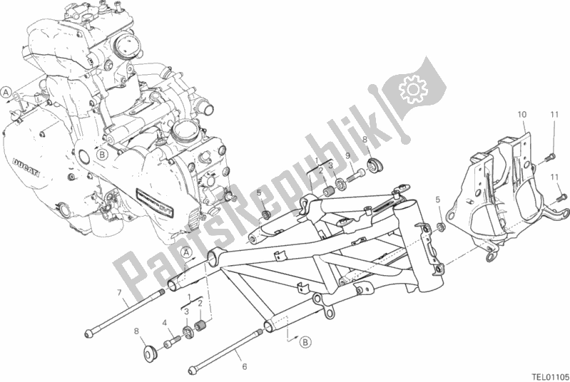 All parts for the Frame of the Ducati Multistrada 1260 S Grand Tour USA 2020